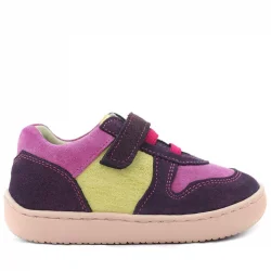 Rakerplus Bob Hakiki Deri Mor Pembe Barefoot Cırtlı Lastikli Bebek Sneaker Ayakkabı