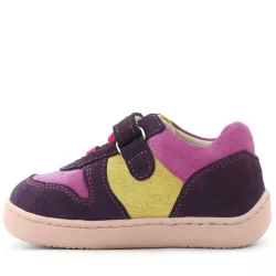 Rakerplus Bob Hakiki Deri Mor Pembe Barefoot Cırtlı Lastikli Bebek Sneaker Ayakkabı