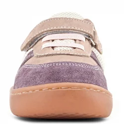 Rakerplus Bob Hakiki Deri Mor Pudra Barefoot Cırtlı Lastikli Bebek Sneaker Ayakkabı