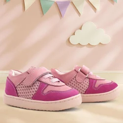 Rakerplus Bob Hakiki Deri Pembe Barefoot Cırtlı Lastikli Bebek Sneaker Ayakkabı