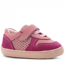 Rakerplus Bob Hakiki Deri Pembe Barefoot Cırtlı Lastikli Bebek Sneaker Ayakkabı