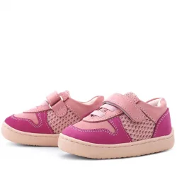 Rakerplus Bob Hakiki Deri Pembe Barefoot Cırtlı Lastikli Bebek Sneaker Ayakkabı