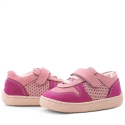 Rakerplus Bob Hakiki Deri Pembe Barefoot Cırtlı Lastikli Bebek Sneaker Ayakkabı