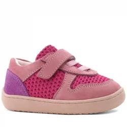 Rakerplus Bob Hakiki Deri Pembe Mor Barefoot Cırtlı Lastikli Bebek Sneaker Ayakkabı