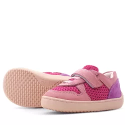 Rakerplus Bob Hakiki Deri Pembe Mor Barefoot Cırtlı Lastikli Bebek Sneaker Ayakkabı