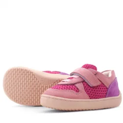 Rakerplus Bob Hakiki Deri Pembe Mor Barefoot Cırtlı Lastikli Bebek Sneaker Ayakkabı