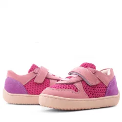 Rakerplus Bob Hakiki Deri Pembe Mor Barefoot Cırtlı Lastikli Bebek Sneaker Ayakkabı