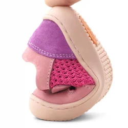 Rakerplus Bob Hakiki Deri Pembe Mor Barefoot Cırtlı Lastikli Bebek Sneaker Ayakkabı