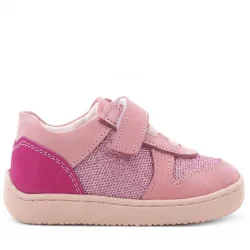 Rakerplus Bob Hakiki Deri Pembe Simli Barefoot Cırtlı Lastikli Bebek Sneaker Ayakkabı