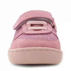 Rakerplus Bob Hakiki Deri Pembe Simli Barefoot Cırtlı Lastikli Bebek Sneaker Ayakkabı