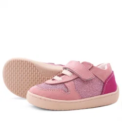 Rakerplus Bob Hakiki Deri Pembe Simli Barefoot Cırtlı Lastikli Bebek Sneaker Ayakkabı