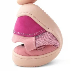 Rakerplus Bob Hakiki Deri Pembe Simli Barefoot Cırtlı Lastikli Bebek Sneaker Ayakkabı