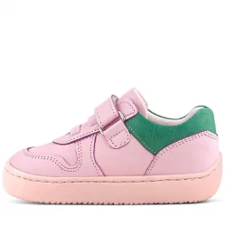 Rakerplus Bob Hakiki Deri Pembe Yeşil Barefoot Cırtlı Lastikli Bebek Sneaker Ayakkabı