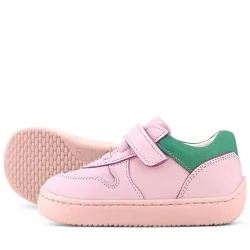 Rakerplus Bob Hakiki Deri Pembe Yeşil Barefoot Cırtlı Lastikli Bebek Sneaker Ayakkabı