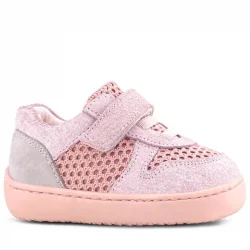 Rakerplus Bob Hakiki Deri Pudra Gri Barefoot Cırtlı Lastikli Bebek Sneaker Ayakkabı