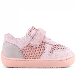 Rakerplus Bob Hakiki Deri Pudra Gri Barefoot Cırtlı Lastikli Bebek Sneaker Ayakkabı