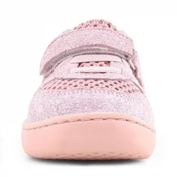 Rakerplus Bob Hakiki Deri Pudra Gri Barefoot Cırtlı Lastikli Bebek Sneaker Ayakkabı