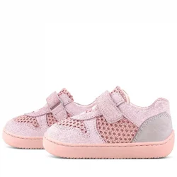 Rakerplus Bob Hakiki Deri Pudra Gri Barefoot Cırtlı Lastikli Bebek Sneaker Ayakkabı