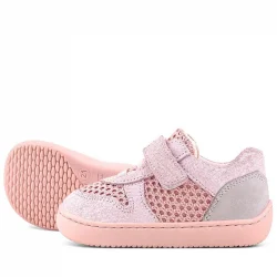 Rakerplus Bob Hakiki Deri Pudra Gri Barefoot Cırtlı Lastikli Bebek Sneaker Ayakkabı