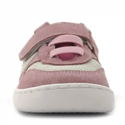 Rakerplus Bob Hakiki Deri Pudra Pembe Barefoot Cırtlı Lastikli Bebek Sneaker Ayakkabı