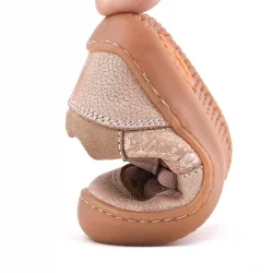 Rakerplus Bob Hakiki Deri Pudra Simli Barefoot Cırtlı Lastikli Bebek Sneaker Ayakkabı