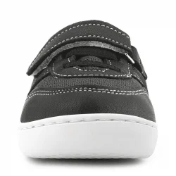 Rakerplus Bob Hakiki Deri Siyah Barefoot Cırtlı Lastikli Bebek Sneaker Ayakkabı