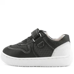 Rakerplus Bob Hakiki Deri Siyah Barefoot Cırtlı Lastikli Bebek Sneaker Ayakkabı