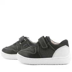 Rakerplus Bob Hakiki Deri Siyah Barefoot Cırtlı Lastikli Bebek Sneaker Ayakkabı