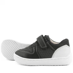 Rakerplus Bob Hakiki Deri Siyah Barefoot Cırtlı Lastikli Bebek Sneaker Ayakkabı