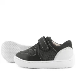 Rakerplus Bob Hakiki Deri Siyah Barefoot Cırtlı Lastikli Bebek Sneaker Ayakkabı