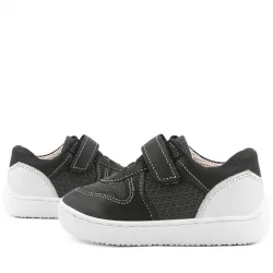 Rakerplus Bob Hakiki Deri Siyah Barefoot Cırtlı Lastikli Bebek Sneaker Ayakkabı