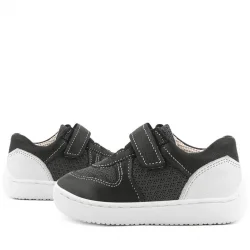 Rakerplus Bob Hakiki Deri Siyah Barefoot Cırtlı Lastikli Bebek Sneaker Ayakkabı