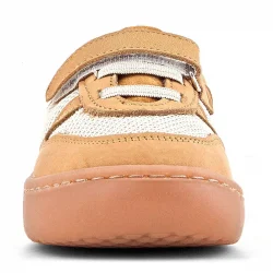 Rakerplus Bob Hakiki Deri Taba Krem Barefoot Cırtlı Lastikli Bebek Sneaker Ayakkabı