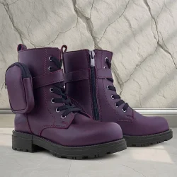 Rakerplus Bordo Fermuarlı Bağcıklı Cüzdanlı Kız Çocuk Bot