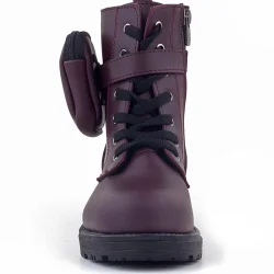 Rakerplus Bordo Fermuarlı Bağcıklı Cüzdanlı Kız Çocuk Bot