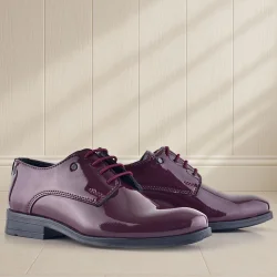 Rakerplus Bordo Rugan Bağcıklı Metal Detaylı Oxford Çocuk Klasik Ayakkabısı