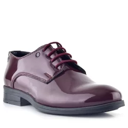 Rakerplus Bordo Rugan Bağcıklı Metal Detaylı Oxford Çocuk Klasik Ayakkabısı