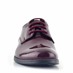 Rakerplus Bordo Rugan Bağcıklı Metal Detaylı Oxford Çocuk Klasik Ayakkabısı