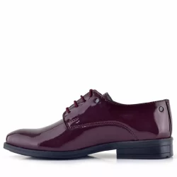 Rakerplus Bordo Rugan Bağcıklı Metal Detaylı Oxford Çocuk Klasik Ayakkabısı