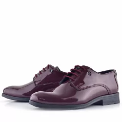Rakerplus Bordo Rugan Bağcıklı Metal Detaylı Oxford Çocuk Klasik Ayakkabısı