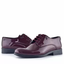 Rakerplus Bordo Rugan Bağcıklı Metal Detaylı Oxford Çocuk Klasik Ayakkabısı