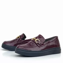 Rakerplus Bordo Tokalı Loafer Çocuk Klasik Ayakkabı