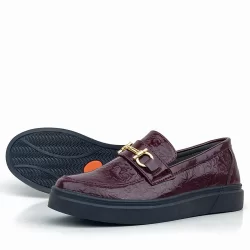 Rakerplus Bordo Tokalı Loafer Çocuk Klasik Ayakkabı