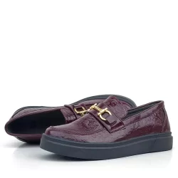 Rakerplus Bordo Tokalı Loafer Çocuk Klasik Ayakkabı