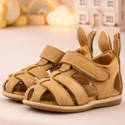 Rakerplus Bunny Hakiki Deri Taba Cırtlı Bebek Sandalet