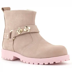 Rakerplus Chiron Hakiki Deri Pembe Fermuarlı Çiçekli Kız Çocuk Bot