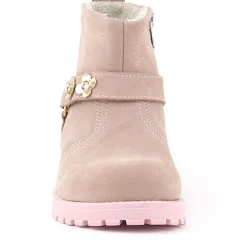 Rakerplus Chiron Hakiki Deri Pembe Fermuarlı Çiçekli Kız Çocuk Bot