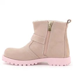 Rakerplus Chiron Hakiki Deri Pembe Fermuarlı Çiçekli Kız Çocuk Bot