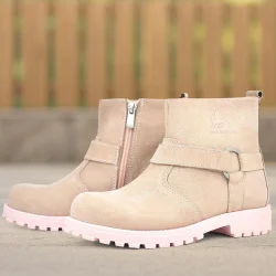 Rakerplus Chiron Hakiki Deri Pembe Fermuarlı Kız Bebek Bot