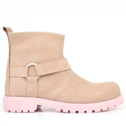 Rakerplus Chiron Hakiki Deri Pembe Fermuarlı Kız Bebek Bot